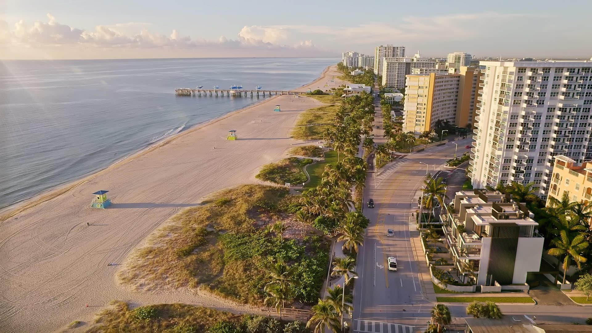 Aerial view along the beach