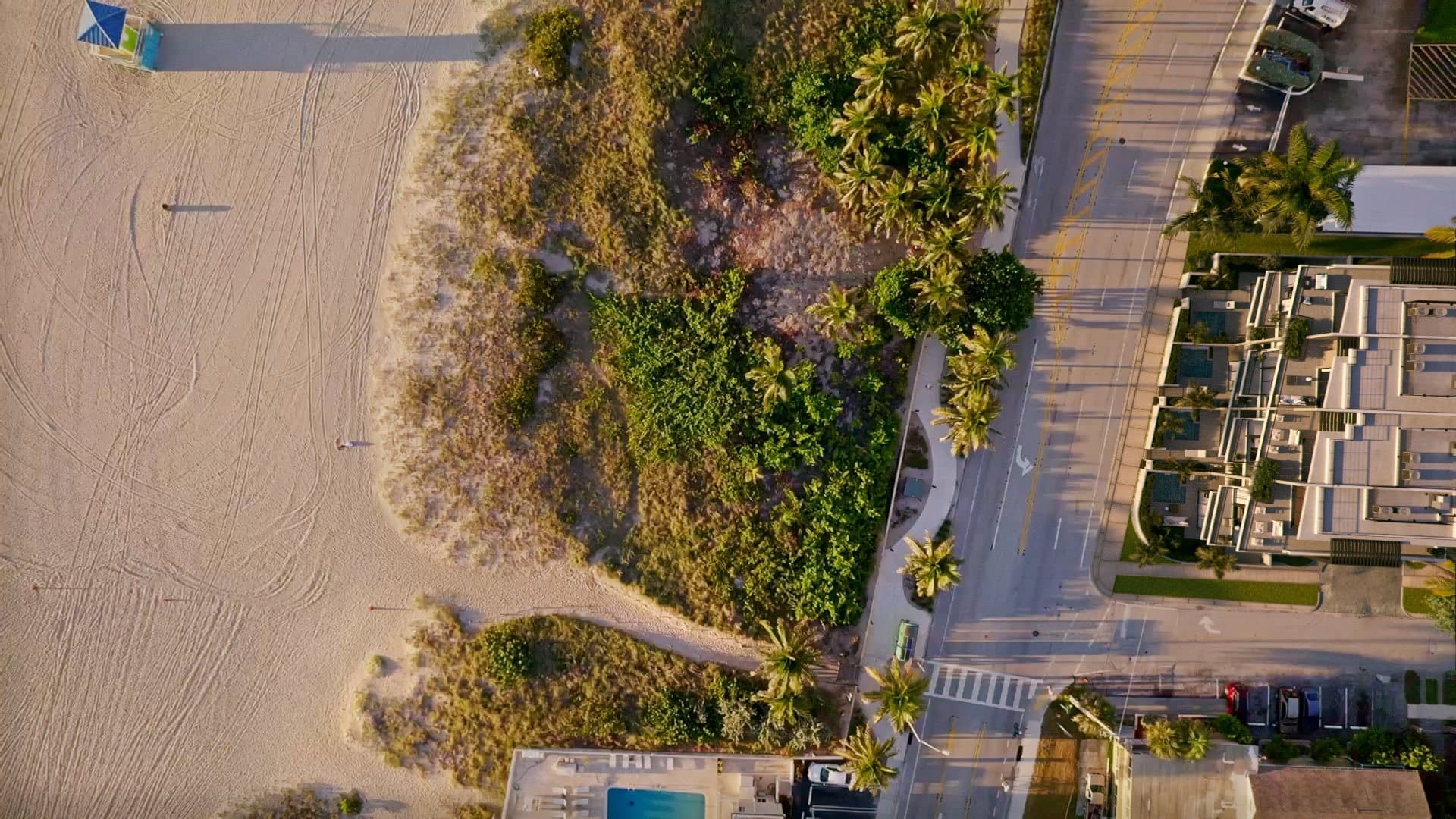 Aerial view over the dunes