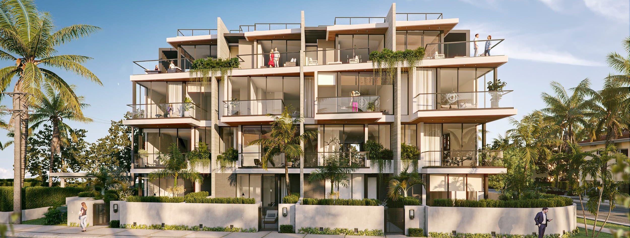 Rendering of the four Finesse townhomes on North Ocean Boulevard, units 4 to 1 from left to right